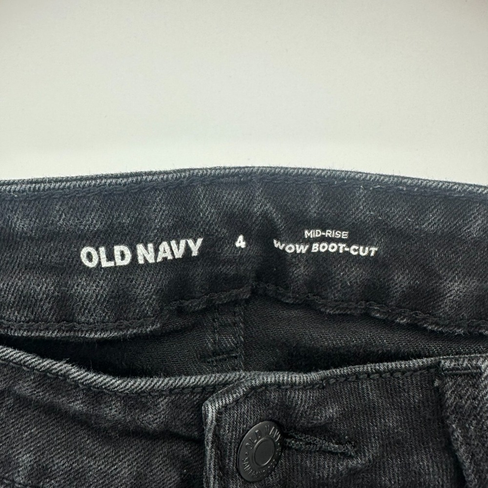 Old Navy Wow Bootcut Jeans Womens 4 Black Denim Mid Rise Regular Fit 4-Pockets - Picture 5 of 10